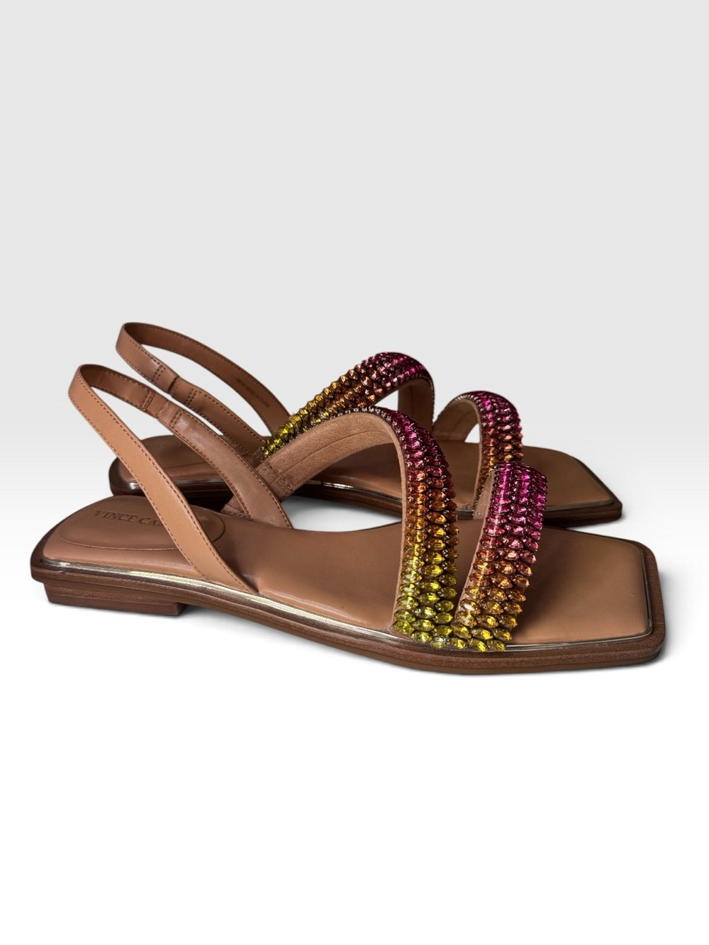 Vince Camuto Slingback Sandals with Pink & Yellow Gradient Beads